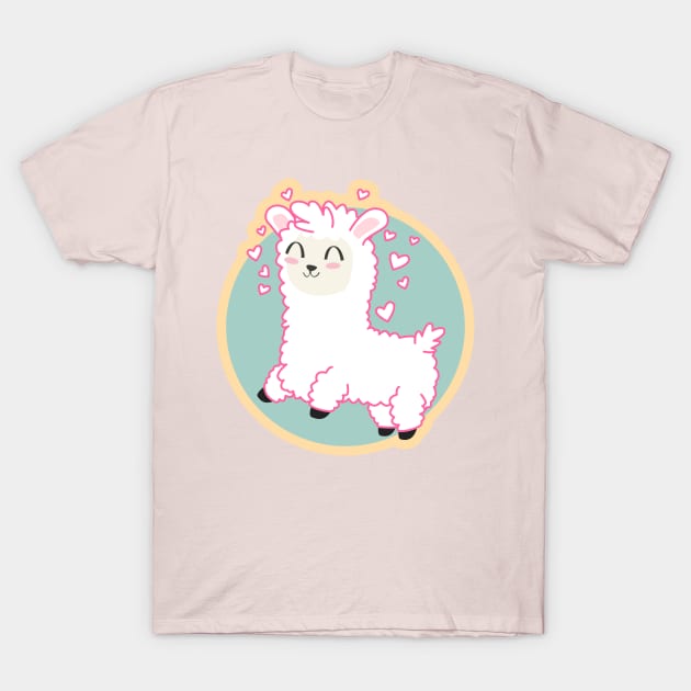 Cute Llama Cartoon Drawing T-Shirt by BrightLightArts